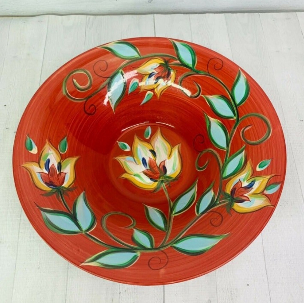 COPY - -Southern Living Gail Pittman RED BOUNTIFUL Yellow Floral Large 15"